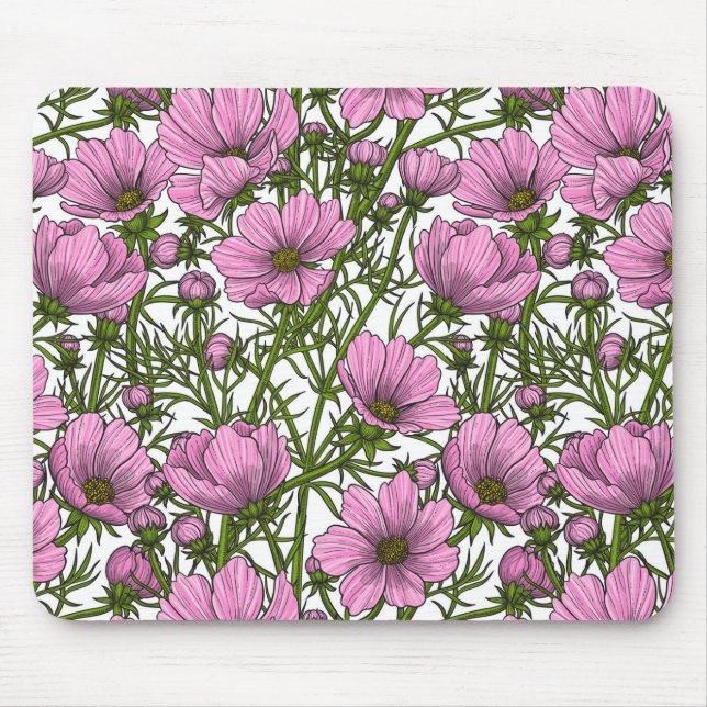 Tapis De Souris Fleurs Cosmos roses (Devant)