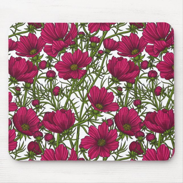Tapis De Souris Fleurs Cosmos roses (Devant)