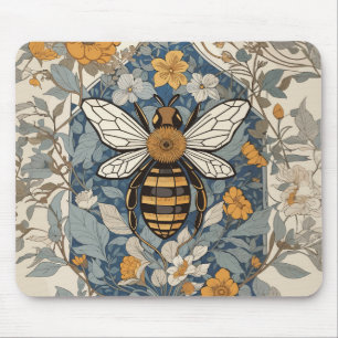 Tapis De Souris Fleurs d'abeilles vintages et sauvages