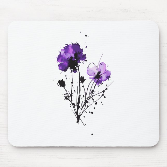 Tapis De Souris Fleurs d'aquarelle Abstraites (Devant)