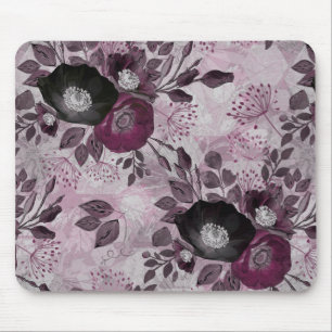 Tapis De Souris Fleurs d'aquarelle bordeaux.