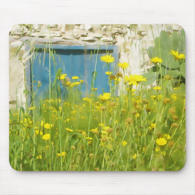 Tapis De Souris Fleurs d'aquarelle jaune (Devant)