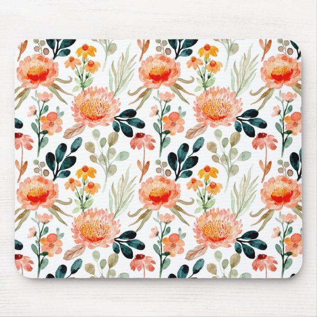 Tapis De Souris Fleurs d'aquarelle orange (Devant)