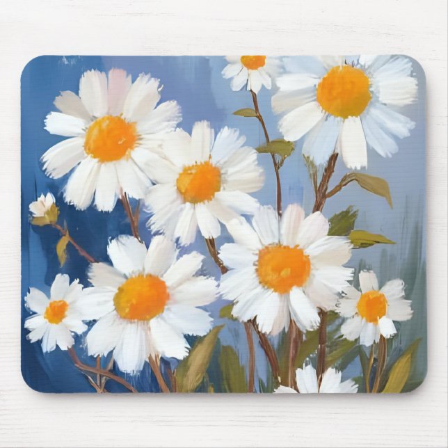 Tapis De Souris Fleurs d'aquarelle peintes en marmites blanches (Devant)