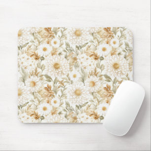 Tapis De Souris Fleurs de campagne blanc or crème