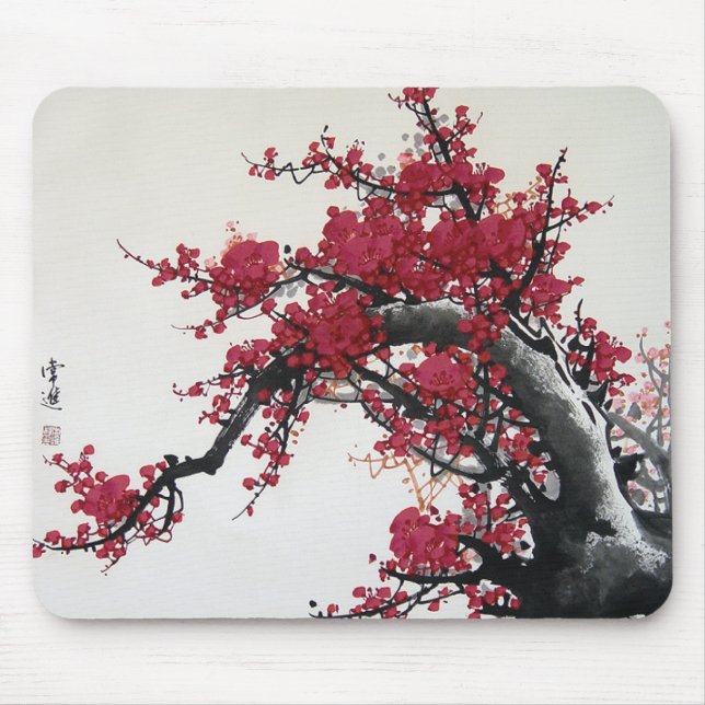 Tapis De Souris Fleurs de cerisier - peinture chinoise Mousepad (Devant)