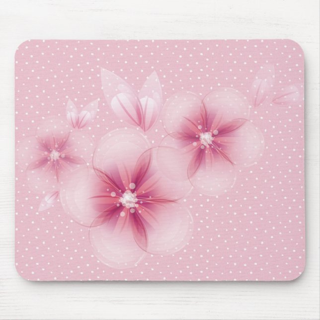 Tapis De Souris Fleurs de cerisier roses sur points (Devant)