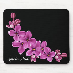 Tapis De Souris Fleurs de cerisiers roses sur le noir