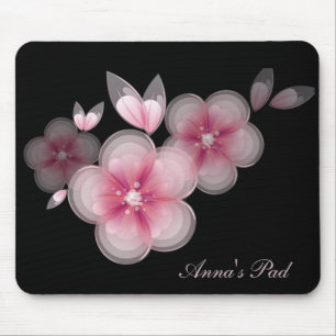 Tapis De Souris Fleurs de cerisiers roses sur le noir