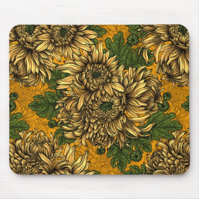 Tapis De Souris Fleurs de chrysanthème jaune (Devant)