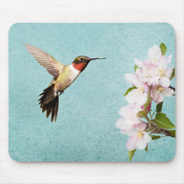 Tapis De Souris Fleurs de colibri et de pomme (Devant)