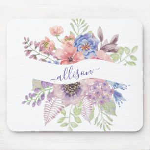 Tapis De Souris Fleurs de coucher de soleil aquarelle personnalisé