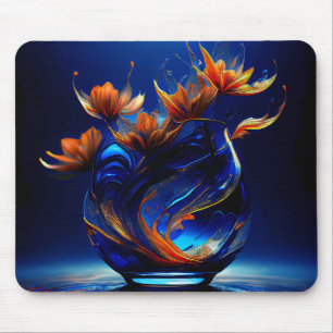 Tapis De Souris Fleurs de couleur corail poussant hors d'un vase b