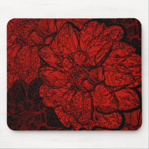 Tapis De Souris Fleurs de dahlia rouge et noire Ruby