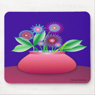 Tapis De Souris Fleurs de forêt dans un mousepad rouge de pot
