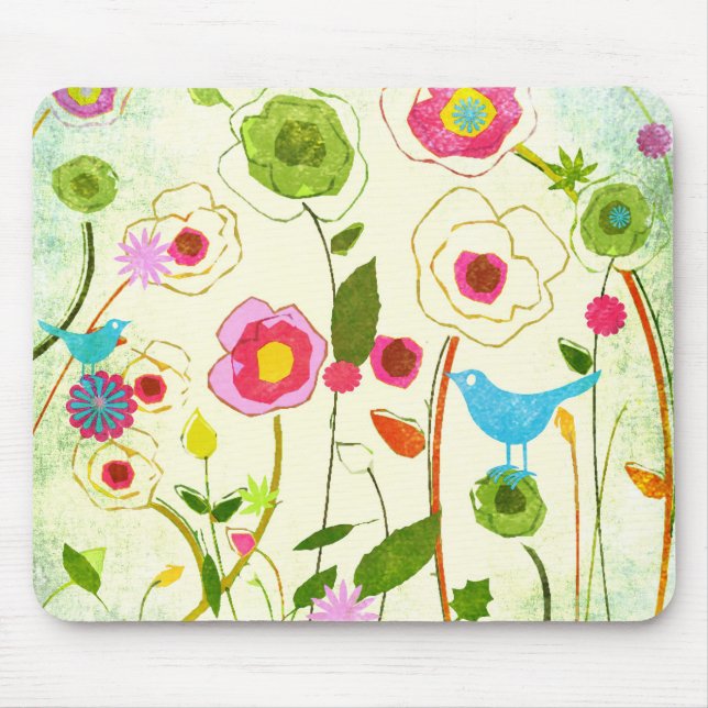 Tapis De Souris Fleurs de jardin d'aquarelle (Devant)