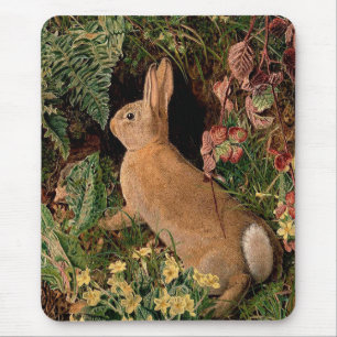Tapis De Souris Fleurs de lapin lapin fougères vintage printemps d