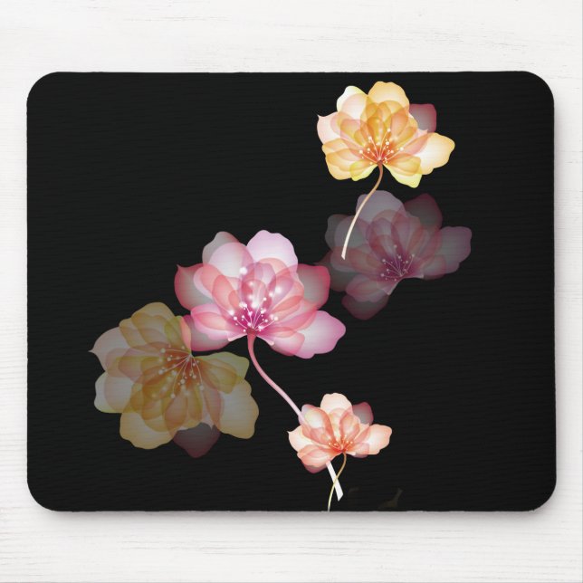 Tapis De Souris fleurs de lotus en noir (Devant)
