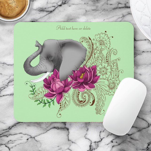 Tapis De Souris Fleurs de lotus henné éléphant (Créateur téléchargé)