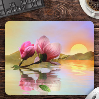 Tapis De Souris Fleurs de Magnolia flottantes Beaux Art Pad Souris