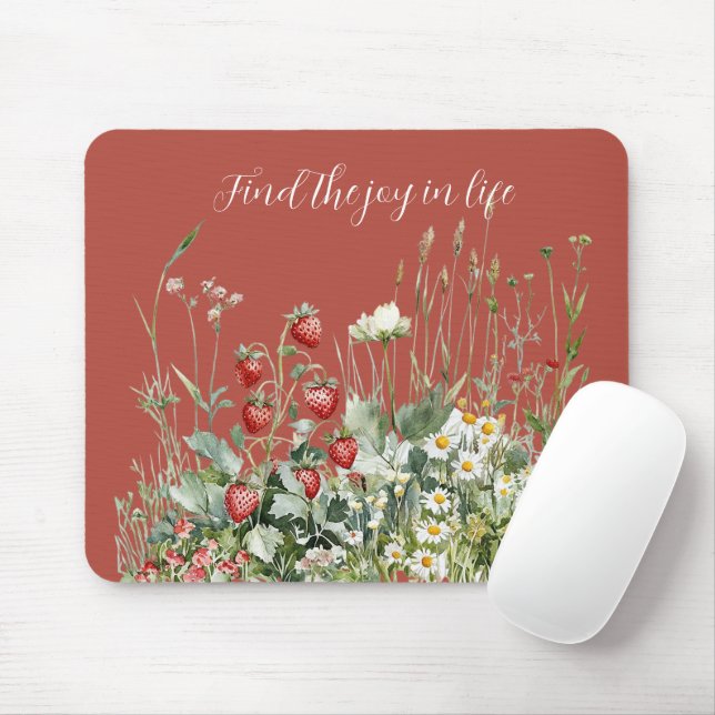 Tapis De Souris Fleurs de marguerite aux fraises (Avec souris)