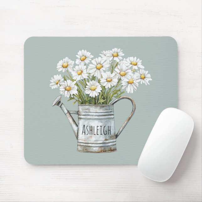 Tapis De Souris Fleurs de marguerite verte (Avec souris)