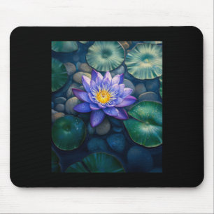 Tapis De Souris Fleurs de Nénuphar Violet et Nénuphars sur un Fond