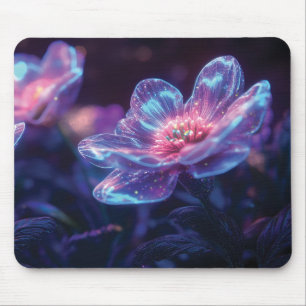 Tapis De Souris "Fleurs de néon brillantes - Enchanter les fleurs