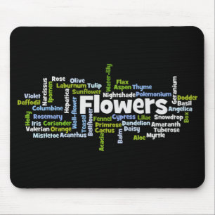 Tapis de souris Fleurs de nuage de mots