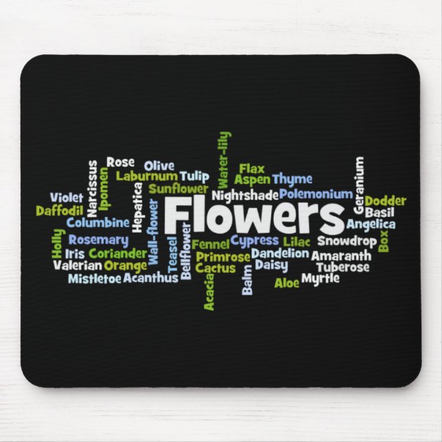 Tapis de souris Fleurs de nuage de mots (Devant)