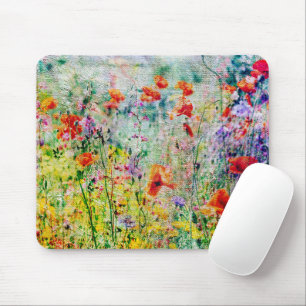 Tapis De Souris Fleurs de pavot dans la prairie Cute Nature Extéri