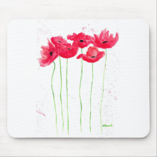 Tapis De Souris Fleurs de pavot rouge à la mode fleurs traditionne