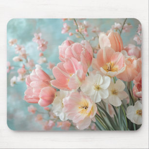 Tapis De Souris Fleurs de printemps pastel doux Design Flore délic