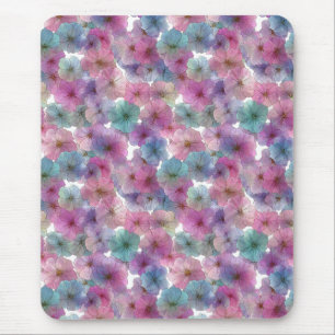 Tapis De Souris Fleurs de printemps vert pastel et rose vintage