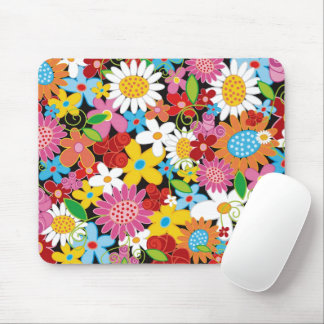 Tapis De Souris Fleurs de printemps Whimsical colorées Jardin Girl