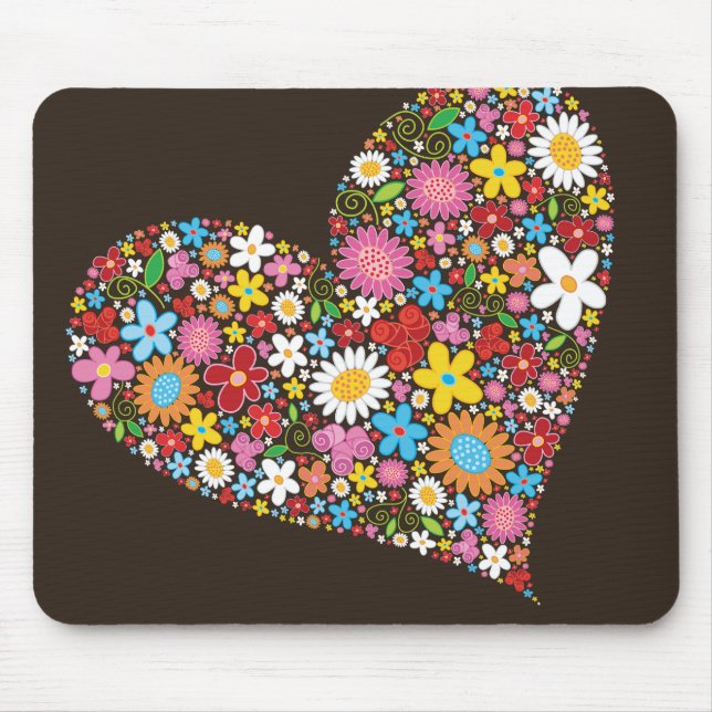 Tapis De Souris Fleurs de Printemps Whimsical Valentine mignonne c (Devant)