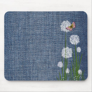 Tapis De Souris Fleurs de Puff sur Denim