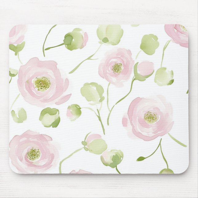 Tapis De Souris Fleurs de Renoncule Rose (Devant)