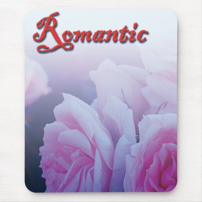 Tapis De Souris Fleurs de rose romantiques roses (Devant)