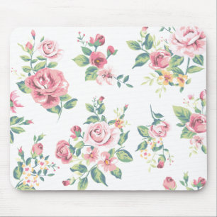 Tapis De Souris Fleurs de roses roses florales vintage Amour