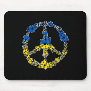 Tapis De Souris Fleurs de signe de paix en Ukraine en bleu et jaun