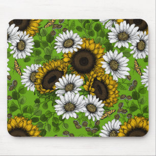 Tapis De Souris Fleurs de soleil et marguerites, jardin d'été