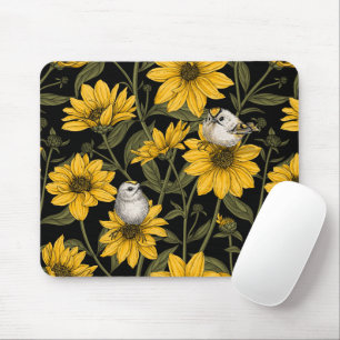 Tapis De Souris Fleurs de soleil sauvages et crêtes d'or/ jaune