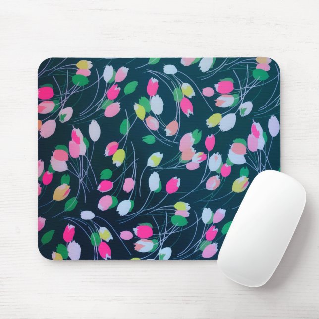 Tapis De Souris Fleurs de tulipe du jardin printanier Fleur d'aqua (Avec souris)