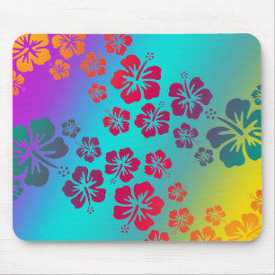 Tapis De Souris fleurs d'hibiscus 2 arrière - plan coloré