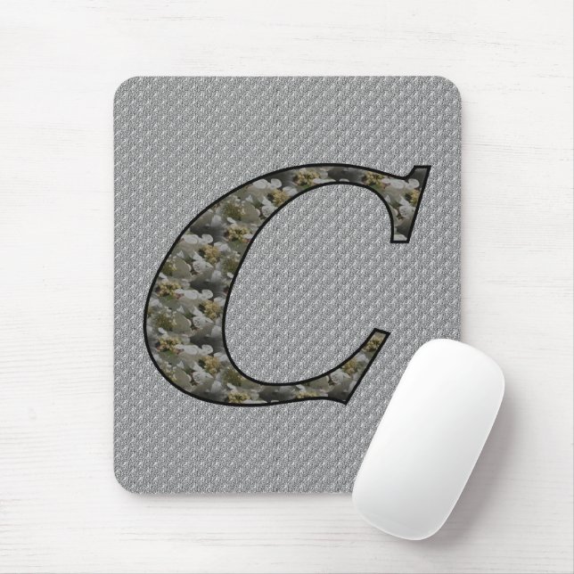 Tapis De Souris Fleurs d'hortensia à monogramme initial C (Avec souris)