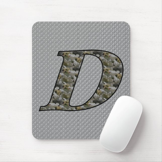 Tapis De Souris Fleurs d'hortensia à monogramme initial D (Avec souris)