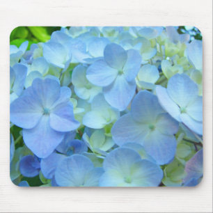 Tapis de souris Fleurs d'hortensia pastel bleu Flo