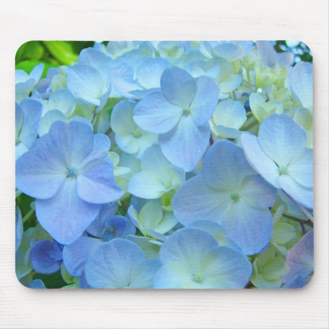 Tapis de souris Fleurs d'hortensia pastel bleu Flo (Devant)