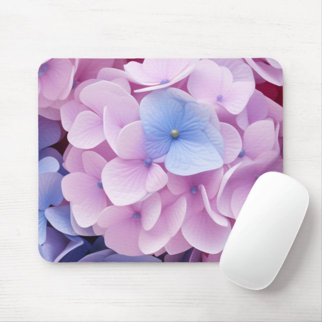 Tapis De Souris Fleurs d'Hydrangea Motif sans couture (Avec souris)